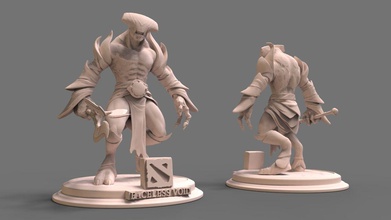 faceless void sculpture character game dota2 axe art sculptures 3d print model - Mito3D