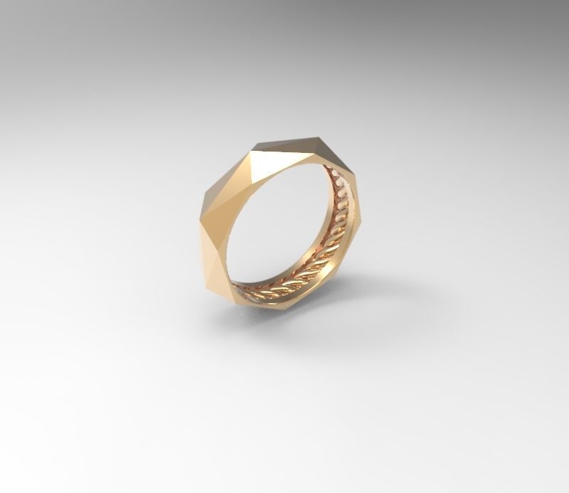 sfaccettatura gioielleria platino oro argento stampabile triangolo moda astratto geometrico forma anelli 3D print model - Mito3D