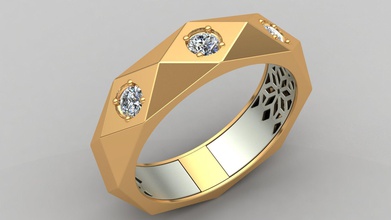 facettiert geschliffene Diamant gold Hochzeit ring Schmuck cut diamond bedruckbar ist Mode Frau Mann unisex aliance gem Ohrring Menschen Mensch Braut Luxus Ringe 3d print model - Mito3D