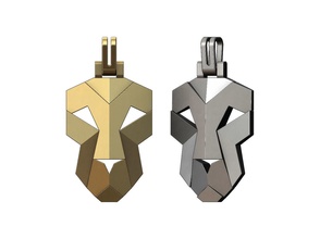 faceted geometric lion head pendant jewelry printable gold silver jewellery necklace charm tiger face shape pendants 3d print model - Mito3D