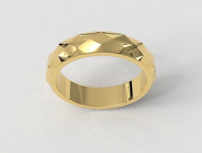 faceted ring rings jewelry gold silver printable diamond jewellery wedding sterling fashion platinum engagement beauty jewel pauloranieri geometric faces 3D print model - Mito3D