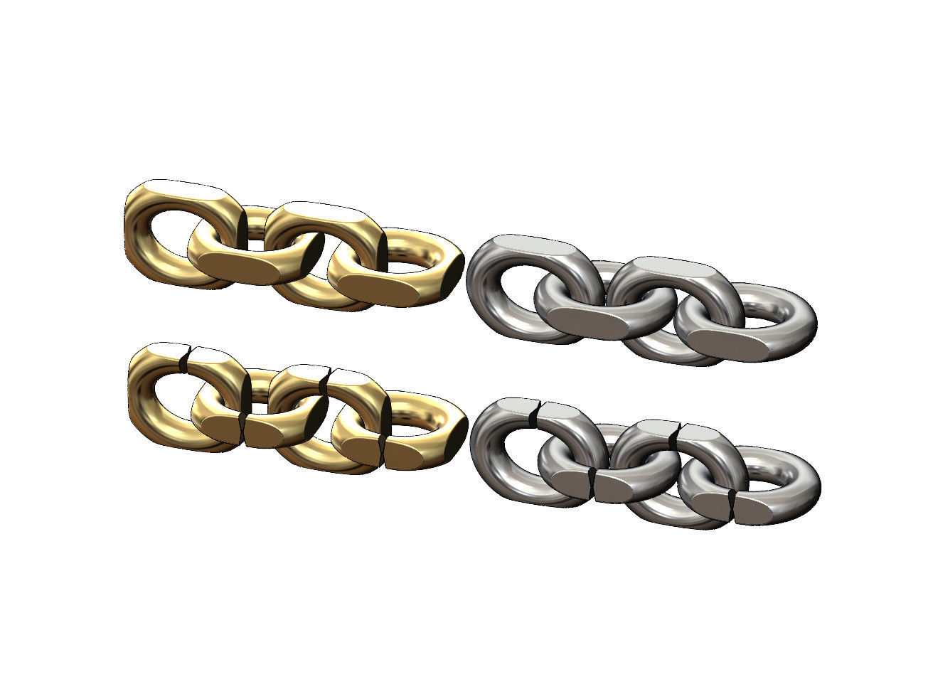 sfaccettato piccolo braccialetto catena collegamento gioielleria stampabile oro pendente collana orecchino ciondoli braccialetti collane argento sterlina 3D print model - Mito3D