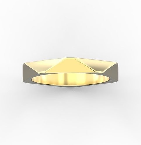 faceted wedding band gold ring geomerty printable jewelry rings 3D print model - Mito3D