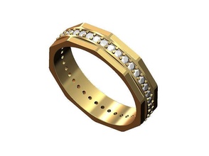 facettiert breit diamant band us größe 6 7 8 ring mode schmuck druckbar gold silber sterling luxus klassisch bling einfach hochzeit engagement herren ringe 3d print model - Mito3D