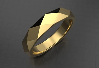 faceta Boda banda 4mm Moda anillo plata blanco enganchar oro joyería joya compromiso imprimible diamante anillos 3d print model - Mito3D