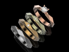 facette bijoux d'impression 3dprinted imprimable les anneaux de la conception l'anneau joyau or mode printabl l'impression le prototypage d'argent mariage solitaire 3d print model - Mito3D