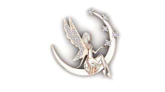 fairy pendant jewellery gold printable silver diamond fantasy character woman girl zbrush rhino jewelry pendants 3d print model - Mito3D