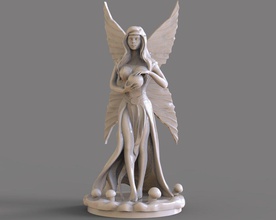 fata scultura statua dio ala cartone animato mago donna bellissimo giovane fantasia arte sculture 3d print model - Mito3D