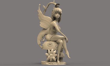 fée sculpture personnage sculpter femme belle ailes fantaisie magicien nain sorcier magie fictif créature dessin animé elfe conte art sculptures 3d print model - Mito3D