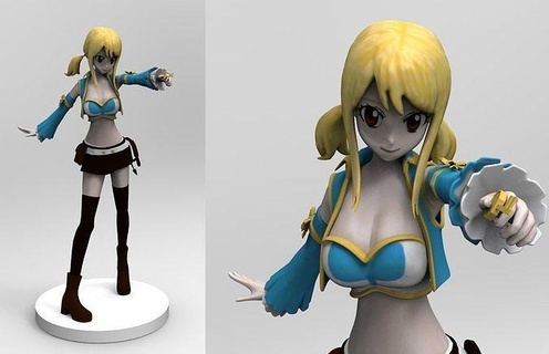 fairy tail character - lucy high poly low model fairytail anime figure highpoly 3d print blender zbrush max stl obj fbx usdz gitf scans art replicas 3d print model - Mito3D