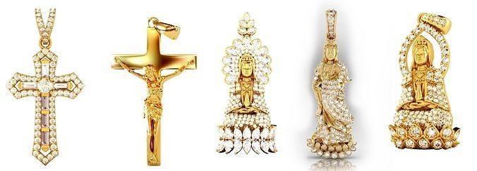 fede collezione oro buddha pendente diamanti ciondoli stampabile gioiello gioielleria collana diamante platino jesu Gesù attraversare brillante rubino argento moda religione 3d print model - Mito3D