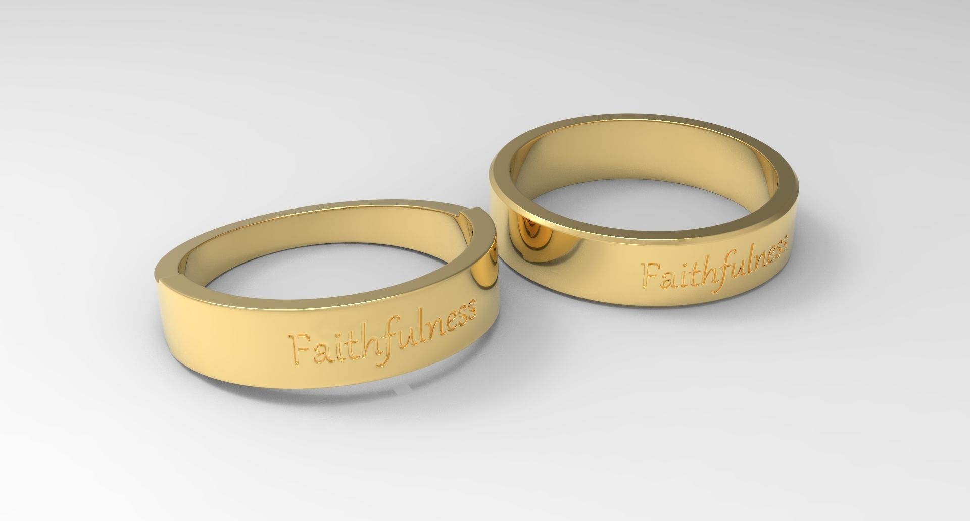 fidélité couple bague or luxe bijoux mariage mode élégant imprimable gravé texte doigt anneaux 3D print model - Mito3D