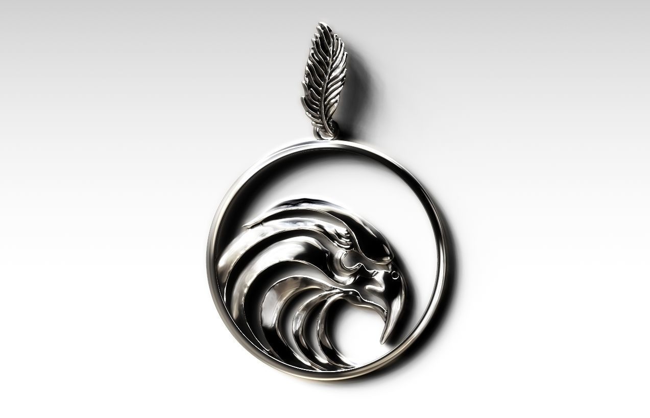 falcon eye jewelry eagle hawk pendant silver character pendants 3D print model - Mito3D