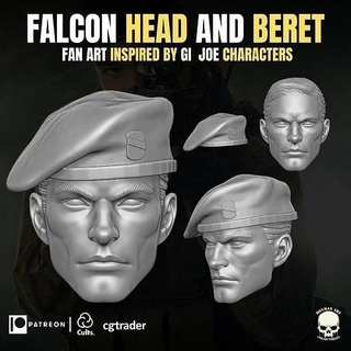 falcon fan art head beret action figures headsculpt gi joe mezco marvel legends classified force flint games toys 3d print model - Mito3D
