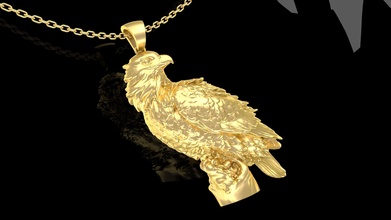 Falke Anhänger Schmuck Gold Juwel druckbar Weiß Vogel drucken Adler 3d print model - Mito3D