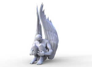 falling angel sculpture angels man statue gargoyle male person wings art sculptures 3d print model - Mito3D