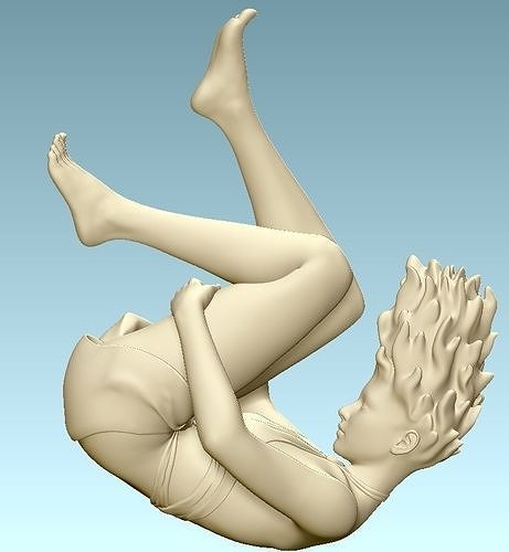 falling girl angle wings swim swimming free art sculptures 3D print model - Mito3D
