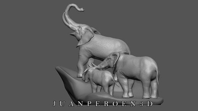 familia elefantes familiares dumbo casa decoración 3d print model - Mito3D