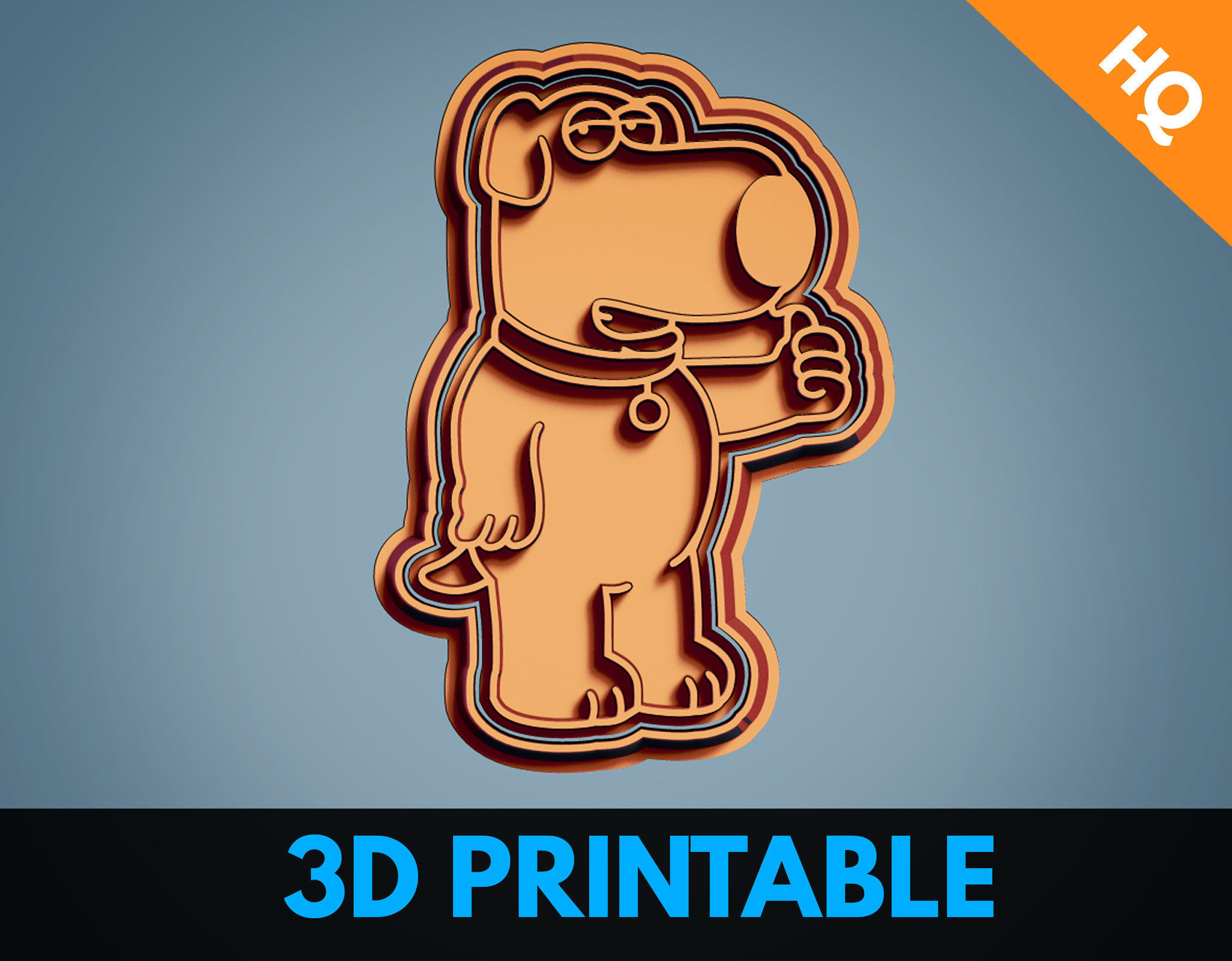 family guy brian cookie cutter printable fondant favor house kitchen supply biscuit shape stamp embosser gingerbread cupcake cake cartoon animation character birthday gift present decoration dining 3D print model - Mito3D