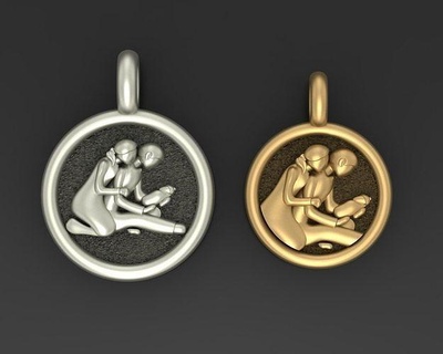 family pendant man woman baby father mom mother daughter girl child son boy kids people necklace pendants jewellery birth jewelry 3d print model - Mito3D