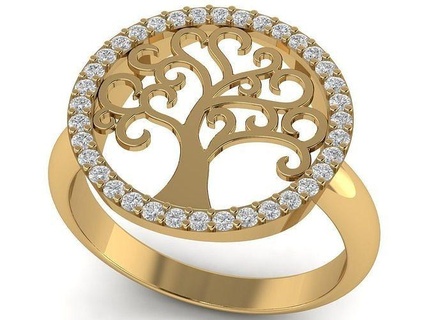 famille arbre vie bague bijoux anneaux or diamant argent engagement mariage bijou gemme femmes mode beauté 3d print model - Mito3D