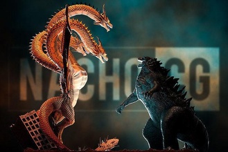 hayran sanat godzilla vs kral ghidorah diyorama ejderha canavarlar canavar colosal sürüngen hayvan yaratık kertenkele fantezi heykeller 3d print model - Mito3D