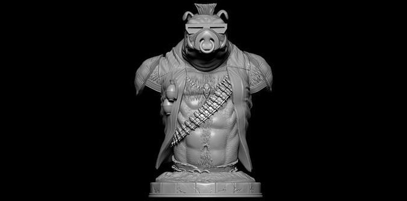 fan art bebop tmnt - bust turtle mutant ninja bad villain teenage 90 rocksteady sculptures 3d print model - Mito3D