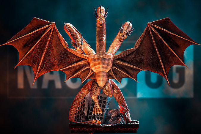 ventilator kunst könig ghidorah statue godzilla drachen reptil japan kreatur monster skulpturen 3D print model - Mito3D