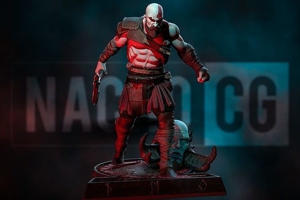 fan arte kratos dio of guerra epico troll guerriero vichingo barba armatura eroe atreo video gioco giocare stazione sculture 3d print model - Mito3D