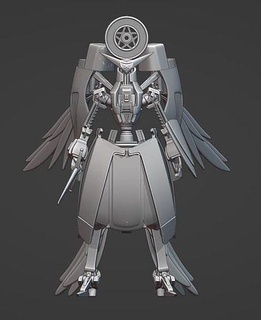 ventilador arte xamã rei arco anjo Michael anime mecha robô brinquedo Rei Shaman ciborgue convocar personagem esculturas 3d print model - Mito3D