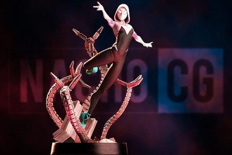 hayran sanat örümcek gwen 2 in 1 heykel adam spidergwen kadın hayret stacy kız arkadaşı çizgi roman peter parker belge ock heykeller 3d print model - Mito3D