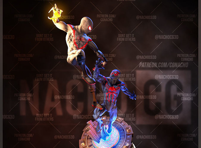 Ventilator Kunst Spiderverse Meilen Moral Spider 2099 Statue Spinne Miguel Ohara Portal Film mcu Skulpturen 3D print model - Mito3D