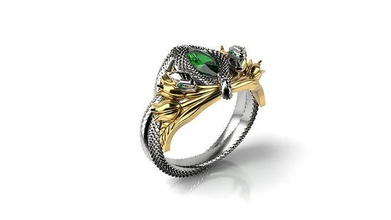 fan ring lotr gold snake jewelry luxury engagement diamond aragorn rings 3d print model - Mito3D