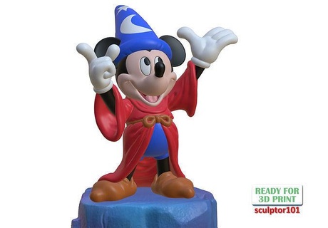 Fan Art Fantasie mickey Maus Zauberer Felsen Base Disney Walzer Cartoons Disneyland 3d druckbar Miniatur Karikatur Charakter Statue Miniaturen Figuren Kunst Skulpturen 3d print model - Mito3D