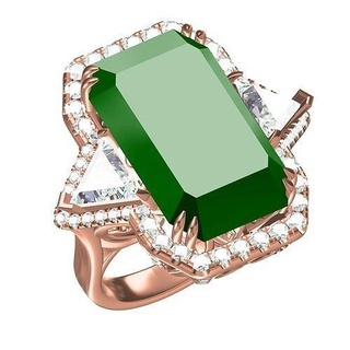 fancy emerald art deco style womens ring gold diamond gems jewelery jewel printable 3d cad design customize fashion beauty sterlling jewelry rings 3d print model - Mito3D