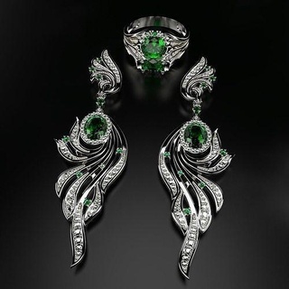 fancy flow earring jewelry luxury fashion gem gold printable silver diamond emerald brilliant earrings 3d print model - Mito3D