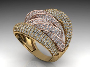 fantaisie anneau d'argent d'or de l'impression 3d modèle bijoux or shining mariage bague en diamant imprimable cadeau luxe la mode l'accessoire collier le platine engagem livre sterling l'anneau doigt les anneaux 3d print model - Mito3D