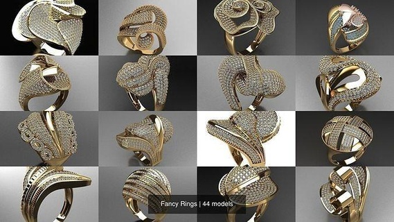 fancy rings desing jewelry ring silver gold 3d jewlery models fantasy 3d print model - Mito3D