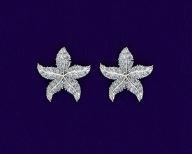 fancy sea star earrings jewelry starfish abstract art diamond cute modern fashion 3d print model - Mito3D
