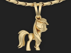 fantasy baby horse pendant gold jewelry silver diamond jewellery fashion beauty sterling printable necklace kid fation pendants 3d print model - Mito3D