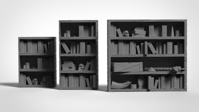 fantasy bookshelves dungeons bookshelf book shelves furniture rpg library bookcase shelving cabinet wooden games toys storage books study medieval loot 3d print model - Mito3D