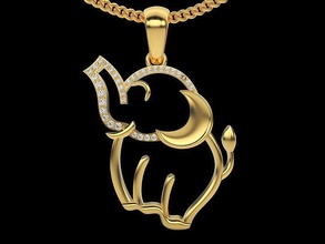 fantasie elefant anhänger gold druckbar schmuck tier silber diamant sterling mode schönheit hochzeit engagement liebe halskette 3d print model - Mito3D