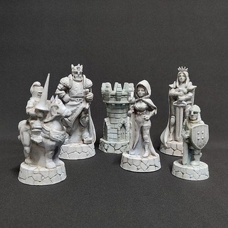 fantasy human army chess set 2 game knight queen king board games piece tabletop pieces toys 3d print model - Mito3D