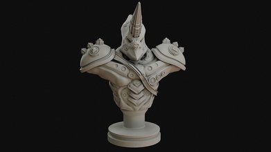 fantasie prätorianer ritter charakter büste sci fi mittelalterlich rüstung kreatur statue bewachen pretorianer magie krieger helm sockel kunst skulpturen 3d print model - Mito3D