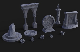 fantezi sahne paketlemek savaş oyunları 11 adet altar mücevher sütun 3d yazdır kristal oyunu portal kapı ışınlanma warhammer oyunlar oyuncaklar oyun aksesuarlar 3d print model - Mito3D