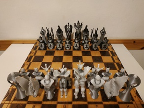 fantasia estilo xadrez cobra cisne extrusora dupla dualcolor única jogos estratégia imprimível rei rainha bispo cavaleiro torre pedestre brinquedos borda 3d print model - Mito3D