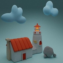 Çiftlik ev bulutlar kayalar ışıklar oyunlar oyuncaklar 3d print model - Mito3D