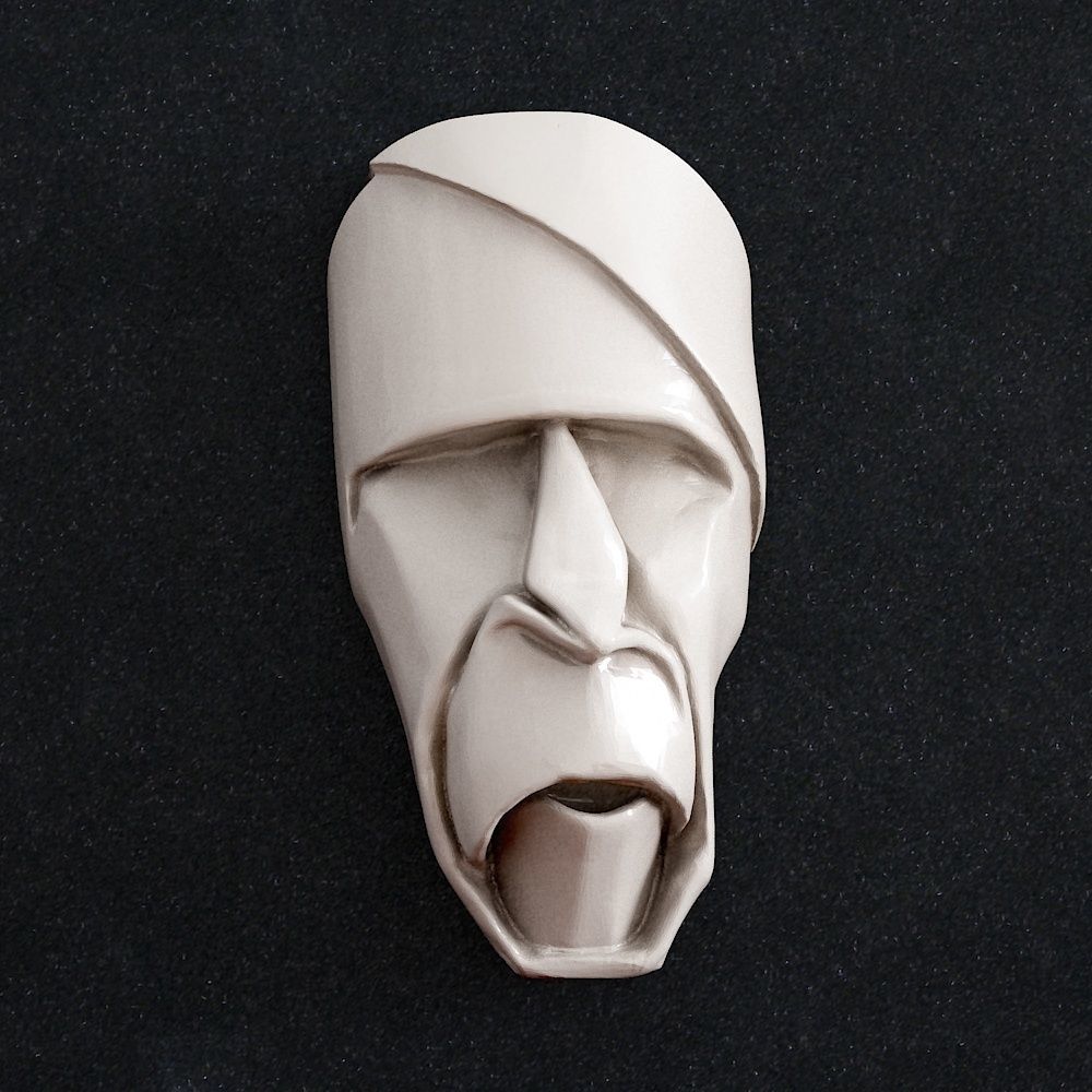 bijoux pendentif phase masque origami tête portrait porte clés art sculptures or bague 3D print model - Mito3D