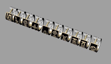 moda 10 mineli küpe kulak altın takı emaye alfabe disjunct yığınları stripe tehlike Gümüş düğün nişan bilezik molar mücevher jewelerry diş yapısı mandibular 3d print model - Mito3D