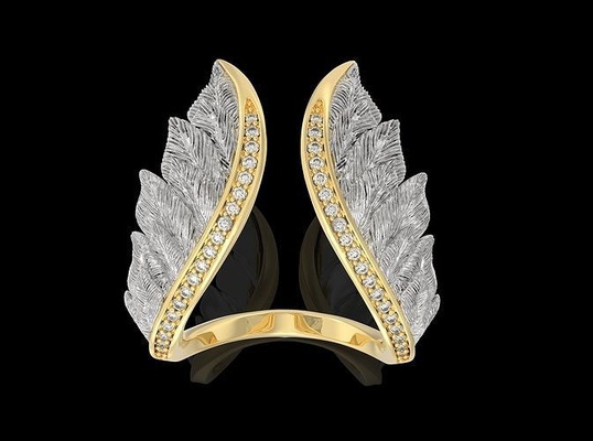 mode engel flügel ring flügelring anhänger ringe usa kanada europa vereinigt zustände stapelbar israel frankreich gold 3dprint solide schmuck 3d print model - Mito3D